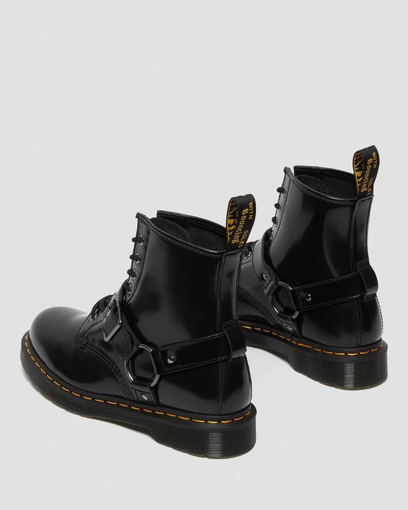 Black Men's Dr Martens 1460 Harness Leather Lace Up Boots | CA 514LIS